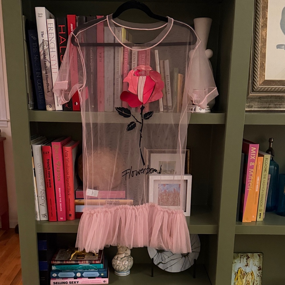Viktor & Rolf Pink Sheer Dress with Rose Detail